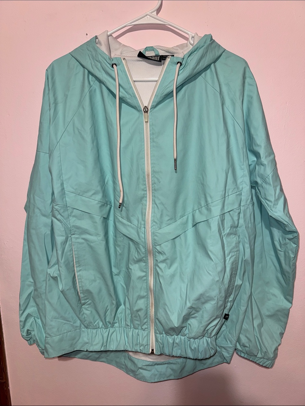 Aqua Hooded Bomber Jacket with Zip Front